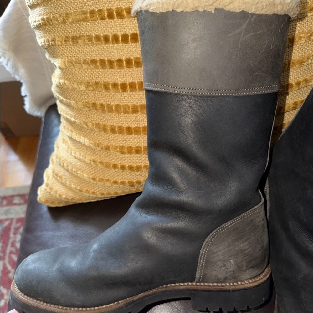 Penelope Chilvers Gray Leather Winter Boots - Picture 5 of 9